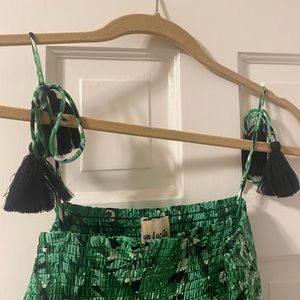 Playa Lucia smocked shoulder tie dress